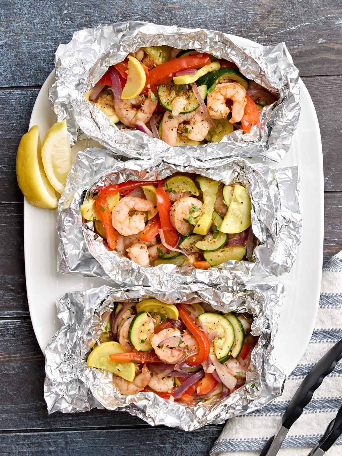 Grilled Shrimp and Veggie Foil Pack